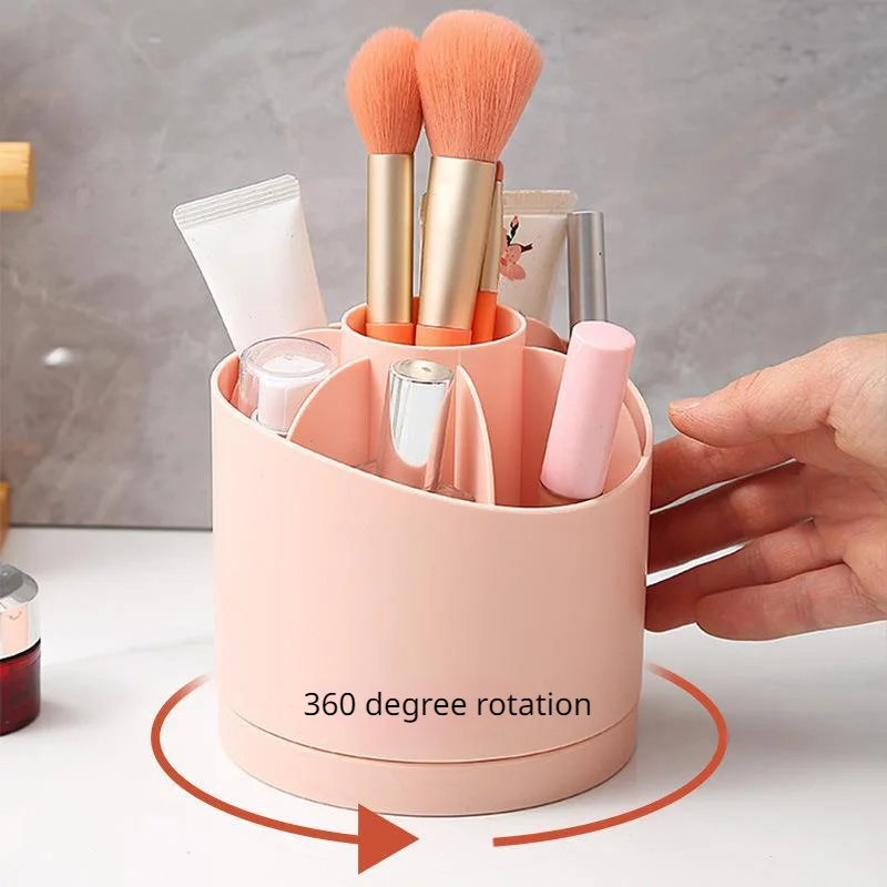 Portable Cosmetics Storage Box with Compartment,Desktop Large Capacity Pencil Case,Rotating Pencil Case,Makeup Brush Storage Box