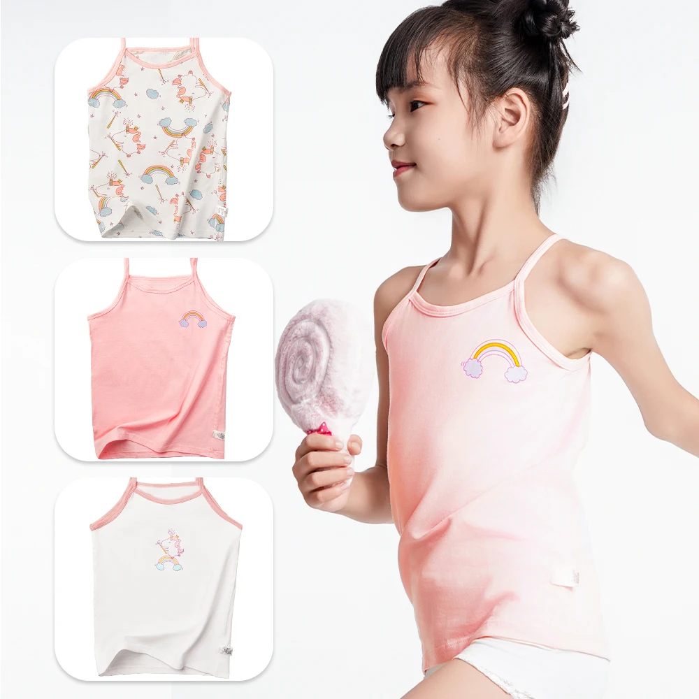 2 PCS/Lot Girls Tank Tops Kids Color Sleeveless Vest Teenagers Top Tees 2-12 Years Children's Undershirts Breathable Cotter