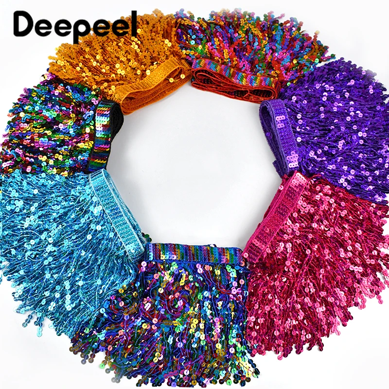 5야드 16cm 스팽글 태슬 프린지 에스닉 비즈 레이스 트림, 바느질 커튼, 라틴 드레스, 스커트 장식, 원단 DIY 액세서리