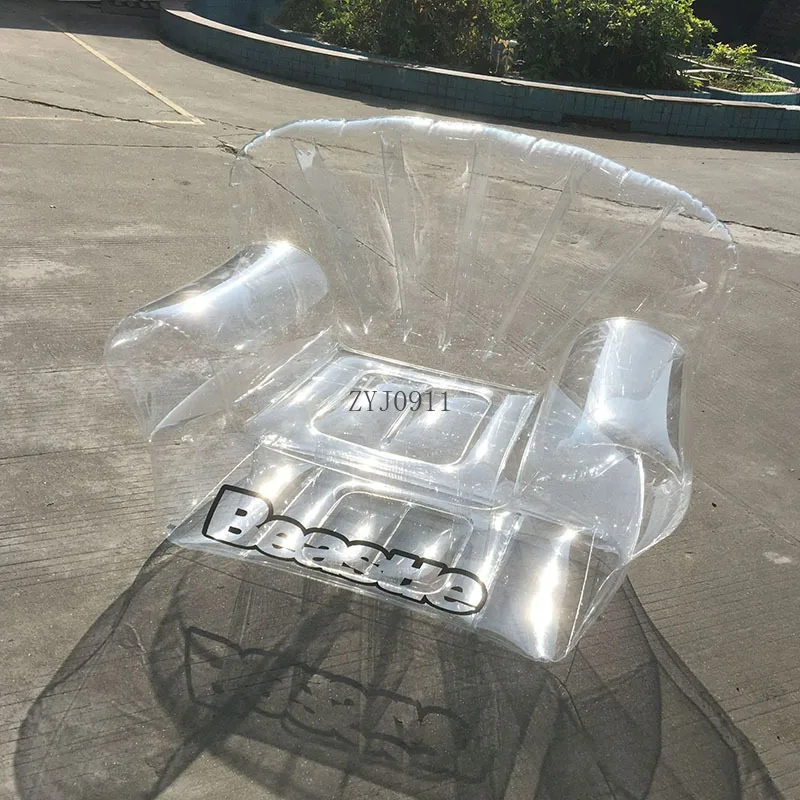 *Sun Loungers PVC Transparent Inflatable Sofa Home Lounge Chair Outdoor Terrace Furniture Beach Camping Fan Shaped Lazy Armchair