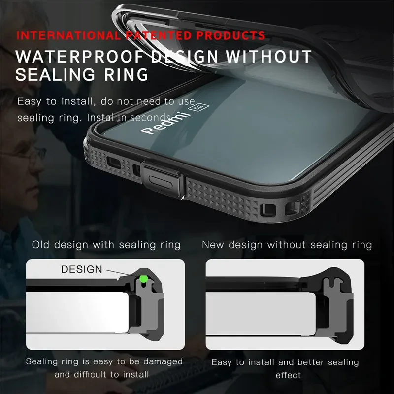 For Redmi Note 13 Pro 5G IP68 Real Waterproof Case For Xiaomi Redmi Note 13 Etui Note 11E 11 E 11 12 Pro Outdoor Swimming Cover