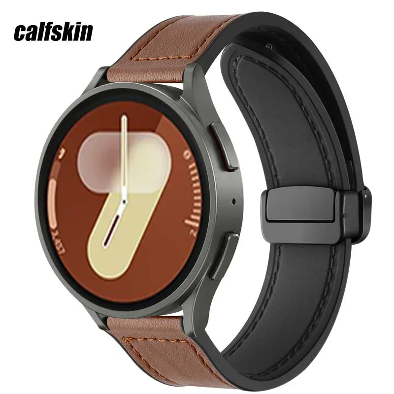 Premium Leather Silicone Magnetic Watch Strap - 22mm/20mm Adjustable Band