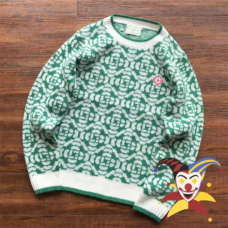 

Green Casablanca Green Jacquard Logo Sweater Men Women Oversized Sweatshirts