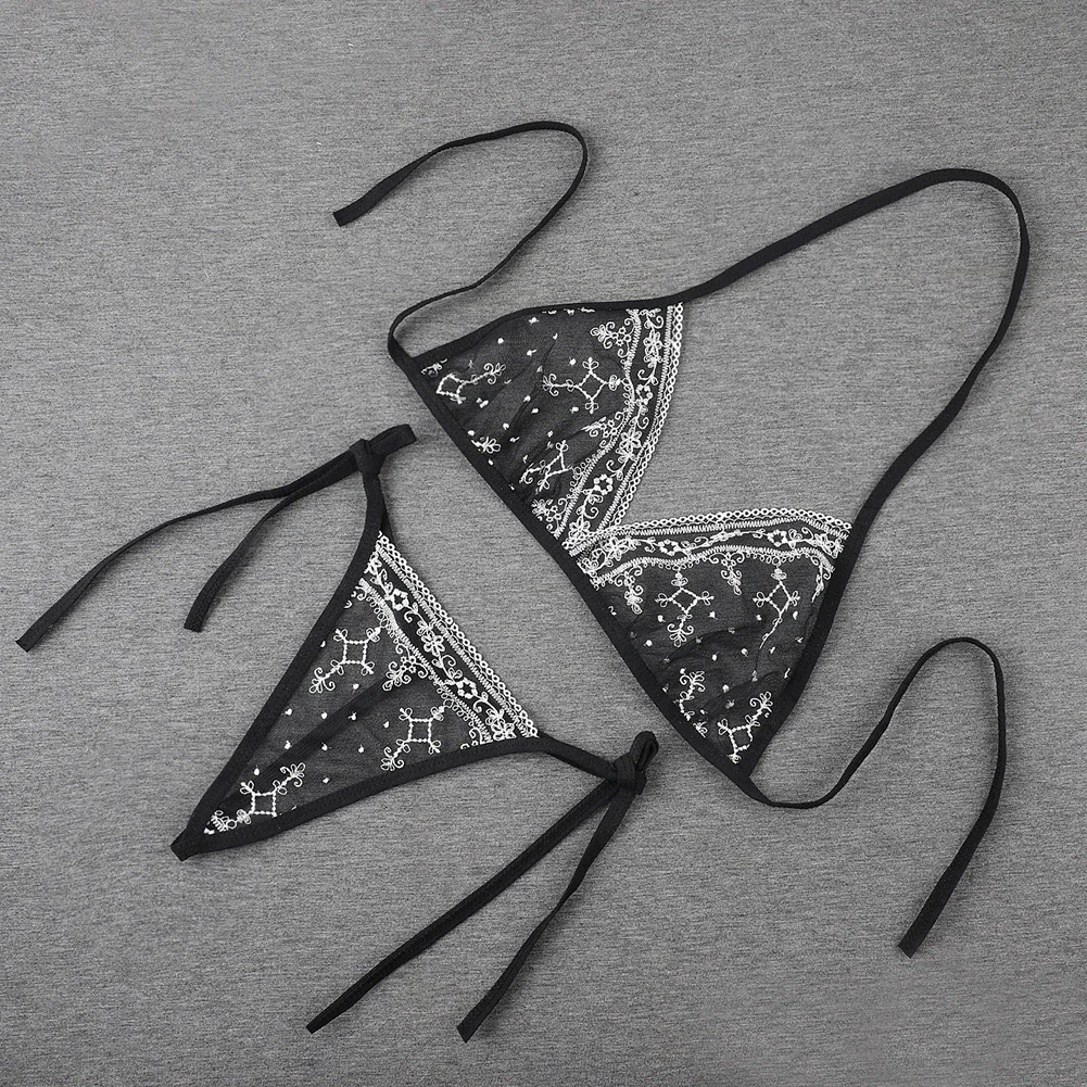 Women Bikini Set,Embroidered Flower