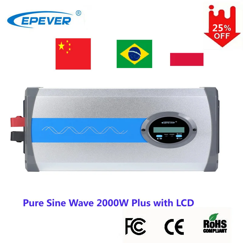 Epever Ip Plus 2000W Inverter Solari Ingresso 12V/24V/48V Uscita 220V/230V Pur Onda Sinusoidale
