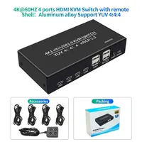 4K 60Hz KVM  4 in 1 out  Switch HDMI-compatible Switcher USB HDCP2.2 Selector 4X1 for 4 PC Share Monitor Mouse Keyboard 4-Port - Image 4