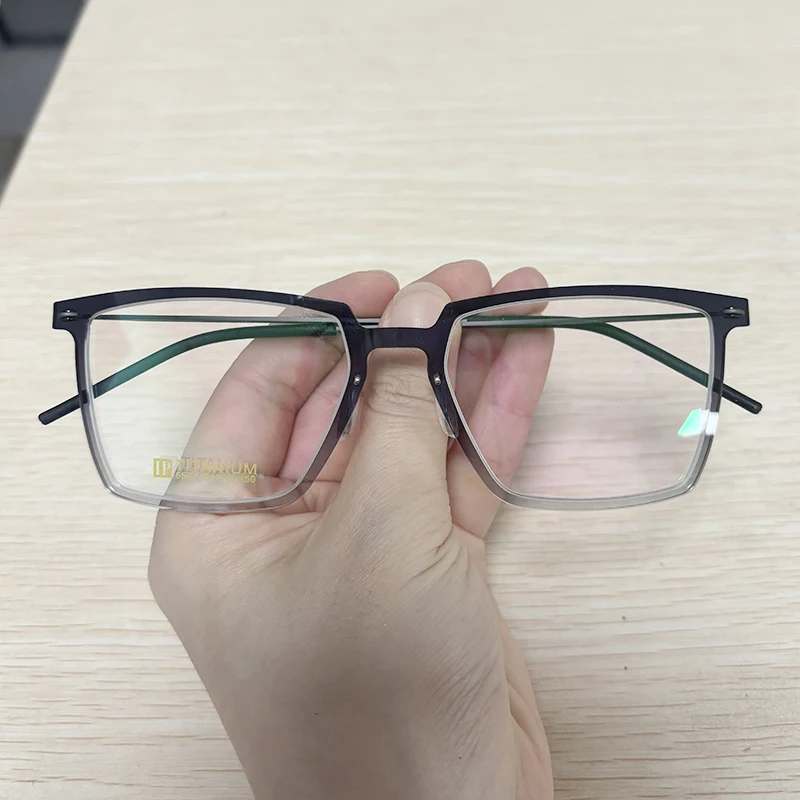 Dänemark Marke Big Square 6577 Gläser Rahmen Männer Acetat Titan Ultra-Licht Brillen Mode Business Büro Brillen Gafas – Detail 13