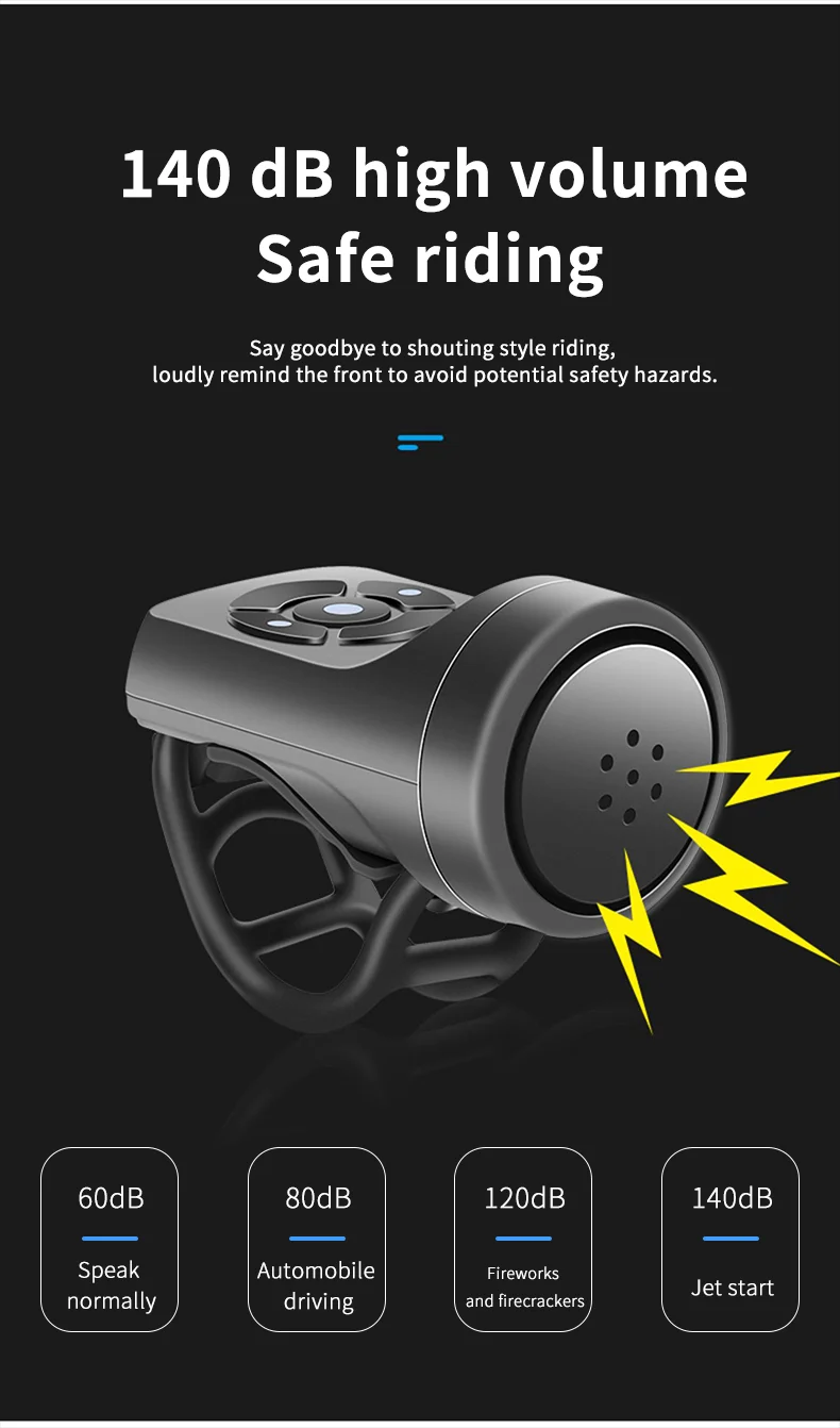 Description Picture 4 of itemESLNF Bicycle Bell Rechargeable Bike Motorcycle Electric Anti-theft Alarm Horn Loud Alarm Ring Bell Road Cycling Accessories