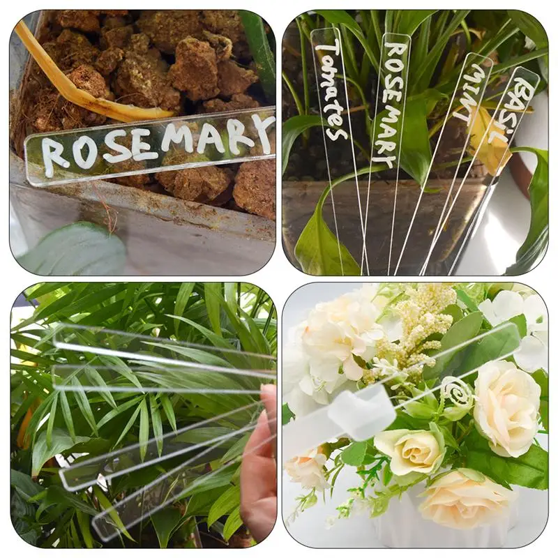 24pcs Acrylic Plant Labels Nursery Markers Flower Pots Seedling Sign Mark Flower Identifying Succulent Labels Tags garden labels,flower plant labels,plant markers