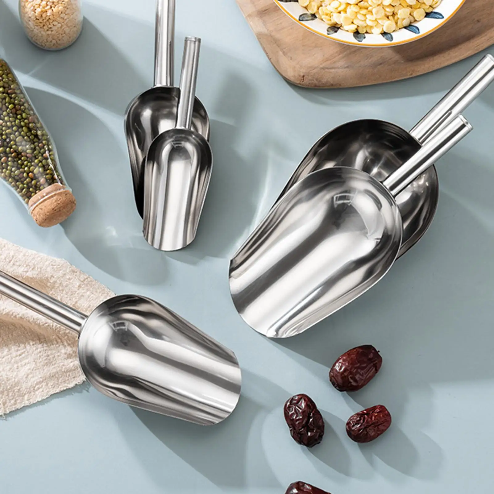Description Picture 2 of itemIce Scoop Freezer Metal Ice Scooper Ice Maker Metal Utility Scooper Bin Stainless Steel Home Sugar Shovel Food Scoop Shovel