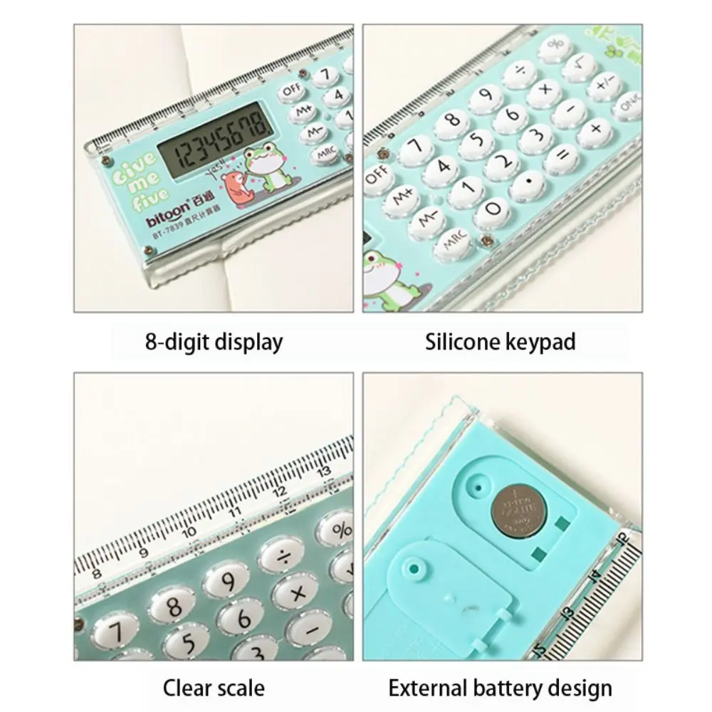 15cm Mini Ultra-thin Straight Ruler With Calculator Kawaii Stationery Drawing Tool Students Measuring Ruler Office School Supply straight ruler