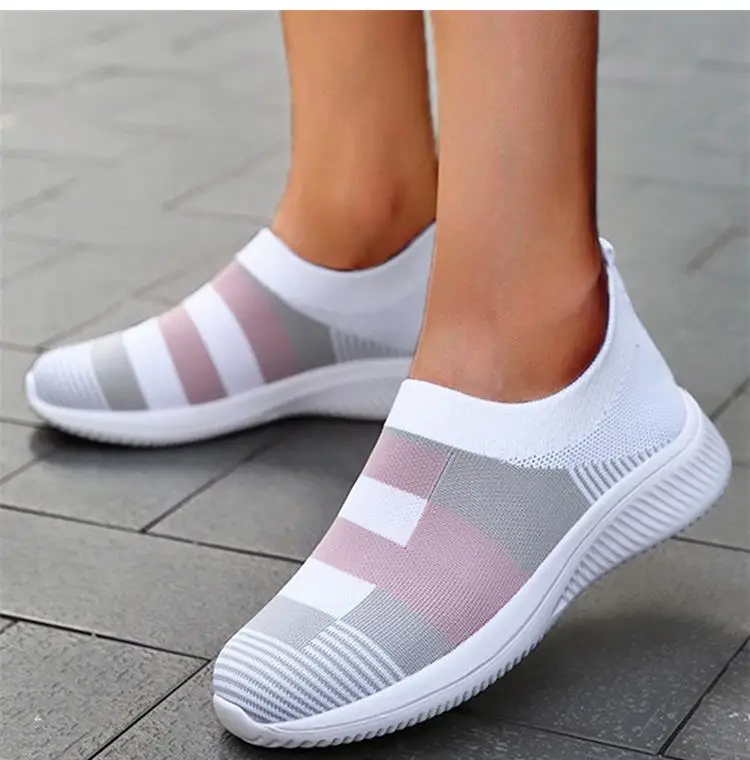 Description Picture 4 of item2024 New Fashion Sneakers For Women Casual Shoes Solid Color Trainers Women Sneakers Slip On Sock Ladies Flat Shoes Shoes Women
