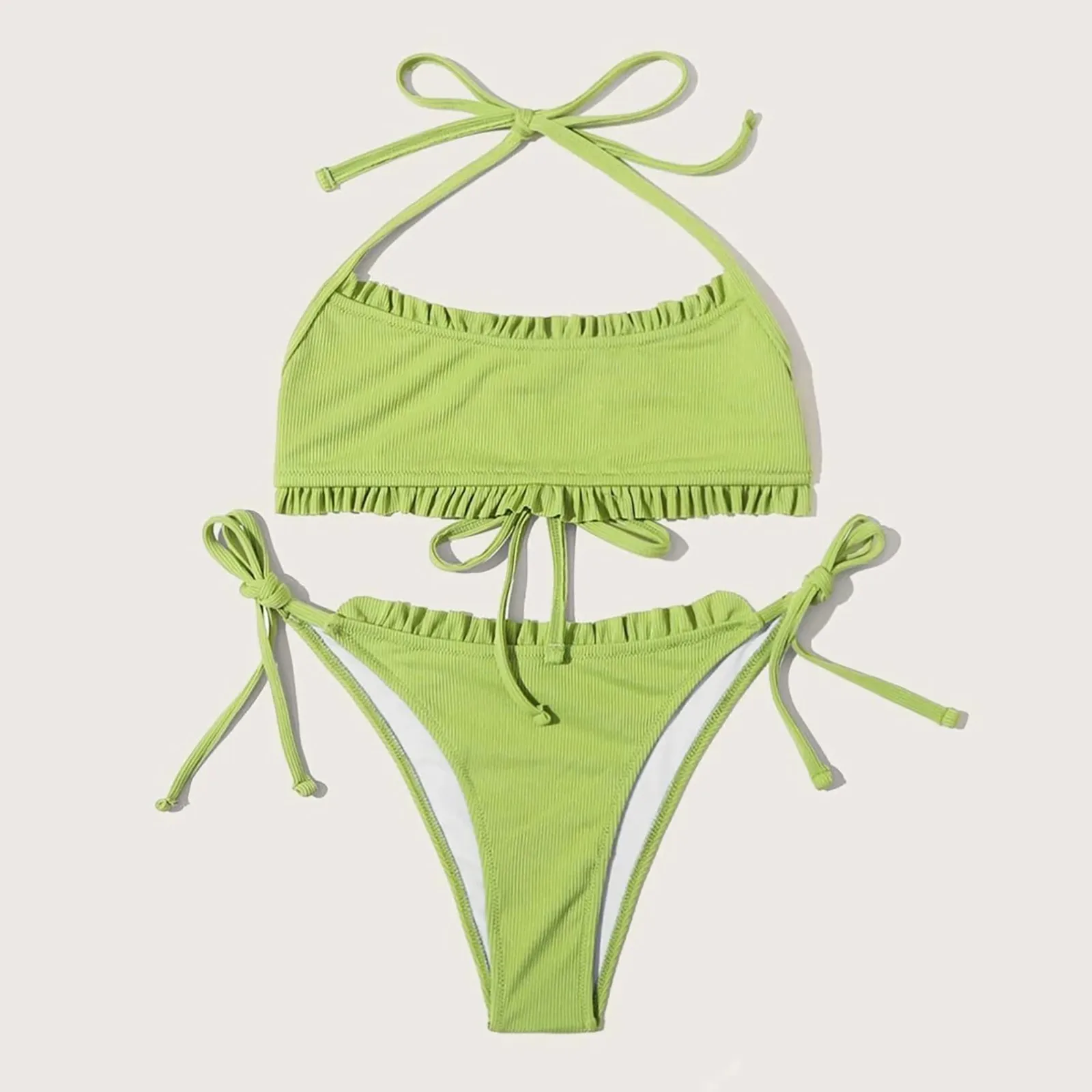 Two-piece Lace Up Bikini Swimsuit Woman Free Shipping Sexy Brazilian Bathing Suit Beachwear Summer Летний Костюм Женской |