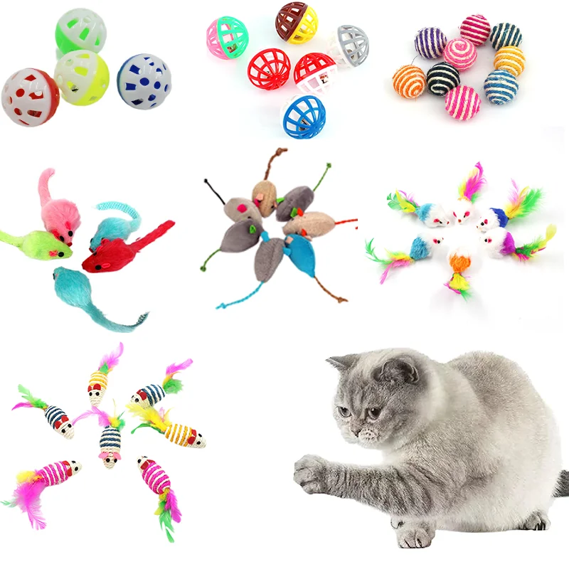 6/15/25PCS Cat Toy Soft Fleece Mouse Cat Toys Funny Playing Toys For