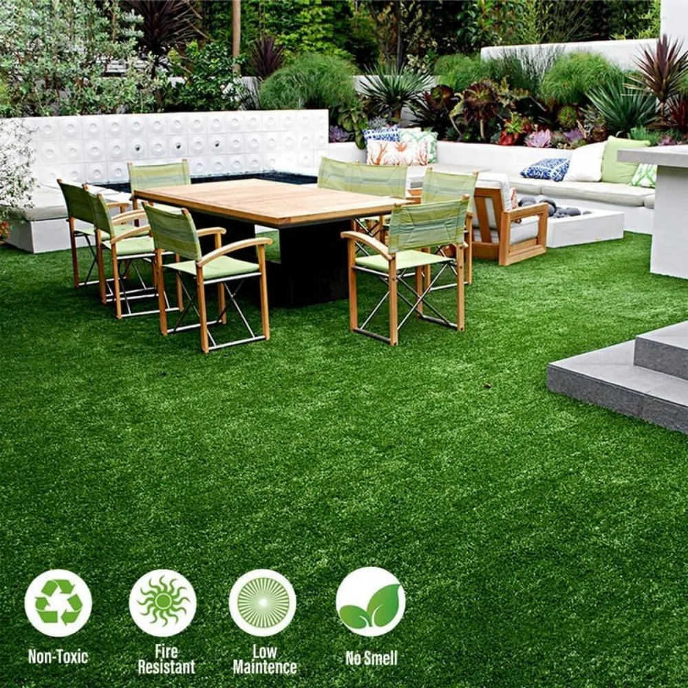 Artificial Grass Synthetic Lawn Outdoor Faux Grass Rug for Patio 0.4 Inch Pile Height 9FTx20FT Astro Turf Roll Carpet Rug