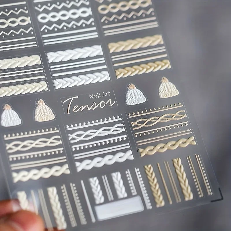 1pc Elegant Sweater Pattern Nail Stickers - Matte Finish,Self-Adhesive,Single Use,Cartoon Design,Ideal for Nail Art & Decoration