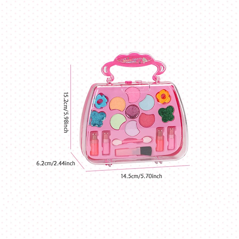 Cosmetics Set 17PCS Makeup Set Portable Box Washable Cosmetic Suitcase Kit DIY Role Play Fashion Beauty Toy Birthday Gift