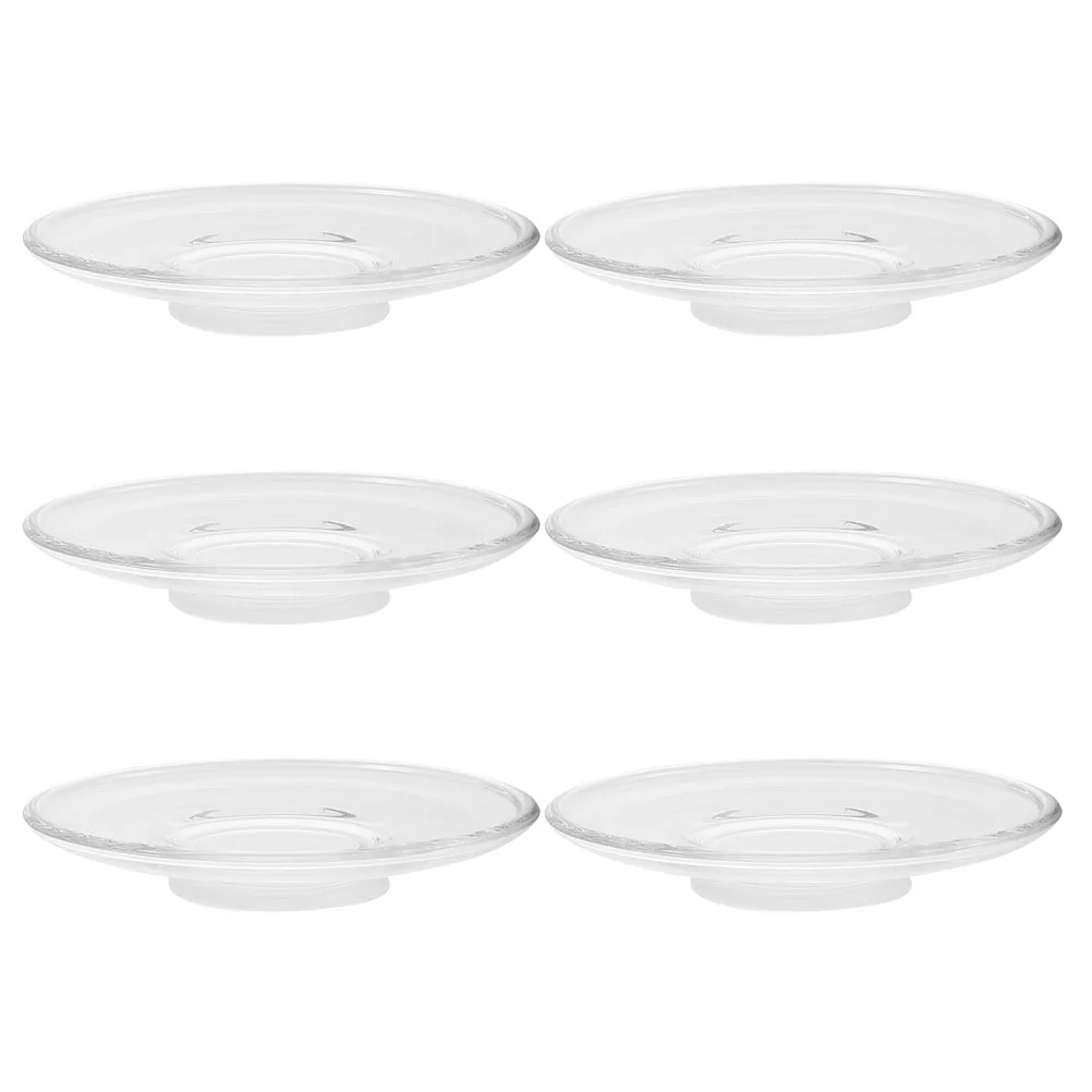 

Glass Coaster Cup Decor Round Glass Plates Clear Saucers Desktop Cup Mat Drinks Coaster Cups Mats Tea Kitchen Accessories
