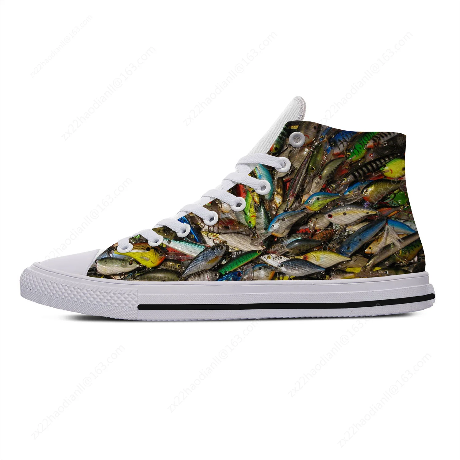 Animal Fishing Pattern Lightweight Cloth 3D Print Funny Cute Fashion High Top Canvas Shoes Men Women Casual Breathable Sneakers
