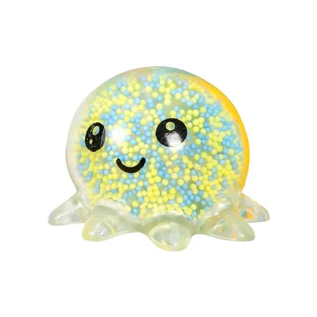 Glowing Toy Octopus Sponge Fidget Bead Ball w/ Cute Face Interactive Soft Toy Boys Girls Kids Funny Decompression Toy 1