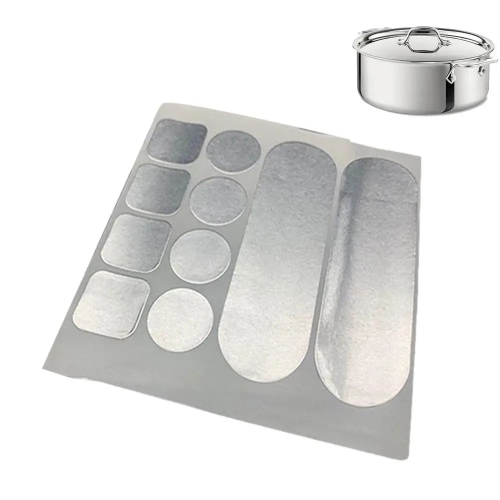 Description Picture 2 of itemPot Metal Aluminum Foil Sticker 10pcs Pot Crack Repair Patches Waterproof Aluminum Foil Labels Cookware Maintenance Stickers For