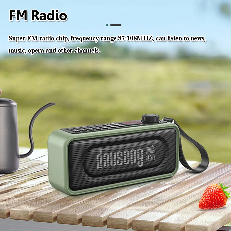 Portable Outdoor Bluetooth Speaker Wireless Stereo Subwoofer Mini FM Radio Handsfree Call Music Player Support Recording Dual TF