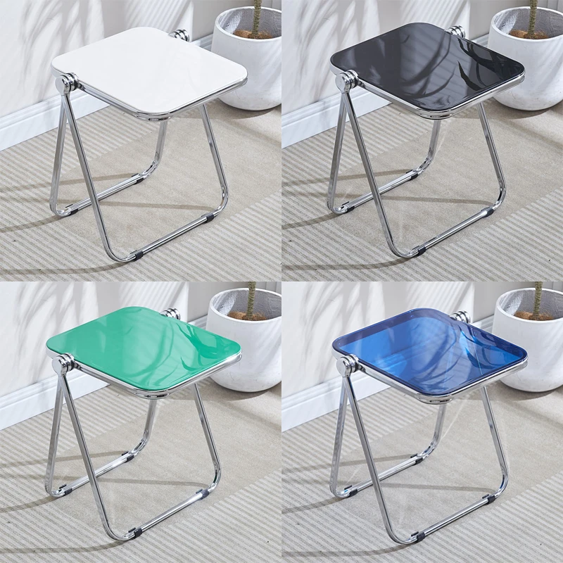 שולחן קפה מתקפל בצבעים אקראיים, שק Transparant, אקריליק, חיסכון במקום, רהיטי בית קטנים ניידים