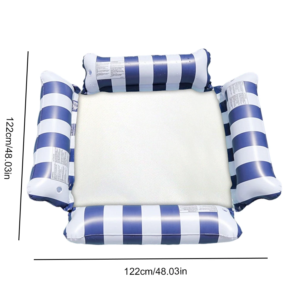 PVC Inflatable Hammock Bed Comfortable Stripe Water Floating Bed Portable Leak Proof Lightweight for Summer Pool Supplies