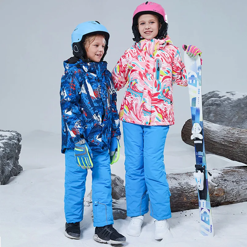 Children clothing Set Thermal Ski Suit Waterproof Pants Jacket Boy Girl Winter Sports Windproof 2pcs