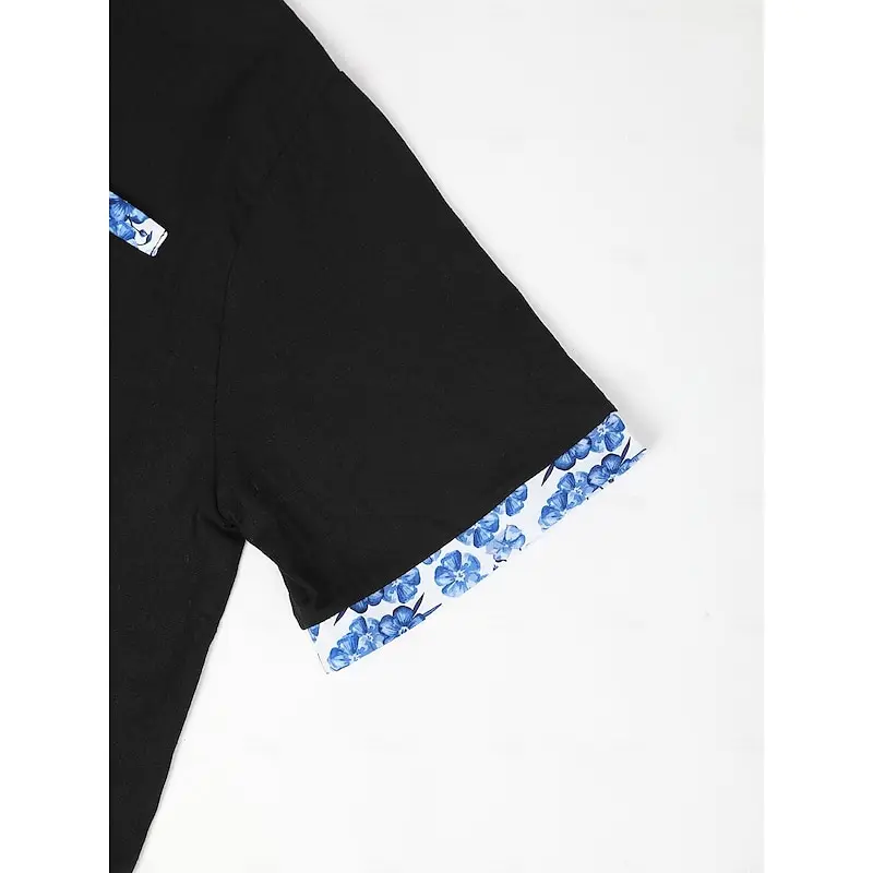 Short-sleeved shirt linen Cool and breathable Comfortable and healthy material Gradient blue Hawaiian beach men's cardigan