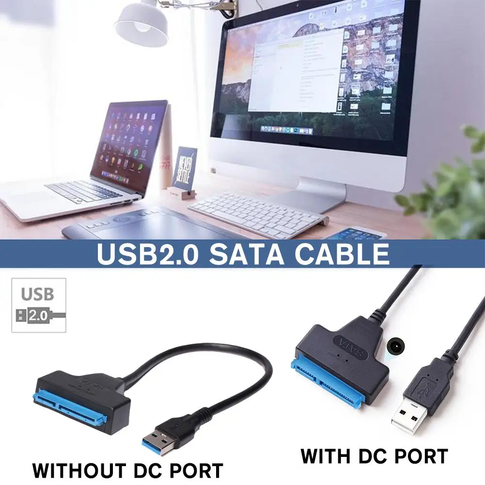 쉬운 드라이브 라인 USB 2.0-SATA 22 핀 케이블 어댑터 컨버터 라인, HDD SSD 연결 코드 와이어, 2.5 인치 하드 디스크 드라이브용