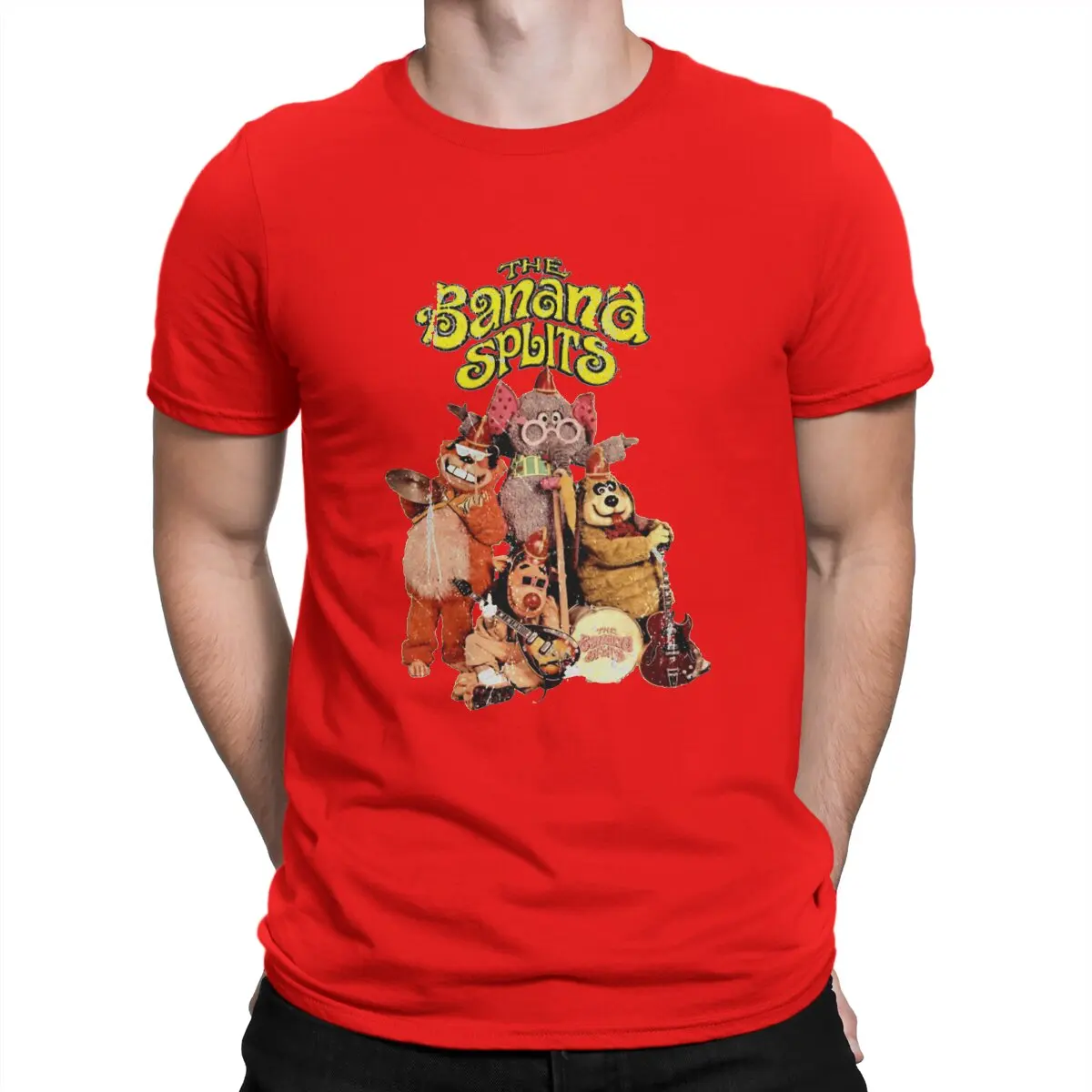 thumbnail image 1 of Camiseta Drooper desgastada para hombre, con dibujos animados de Banana Splits, cuello redondo, manga corta, tela, humor, regalos de cumpleaños de alta calidad., 1 of 7