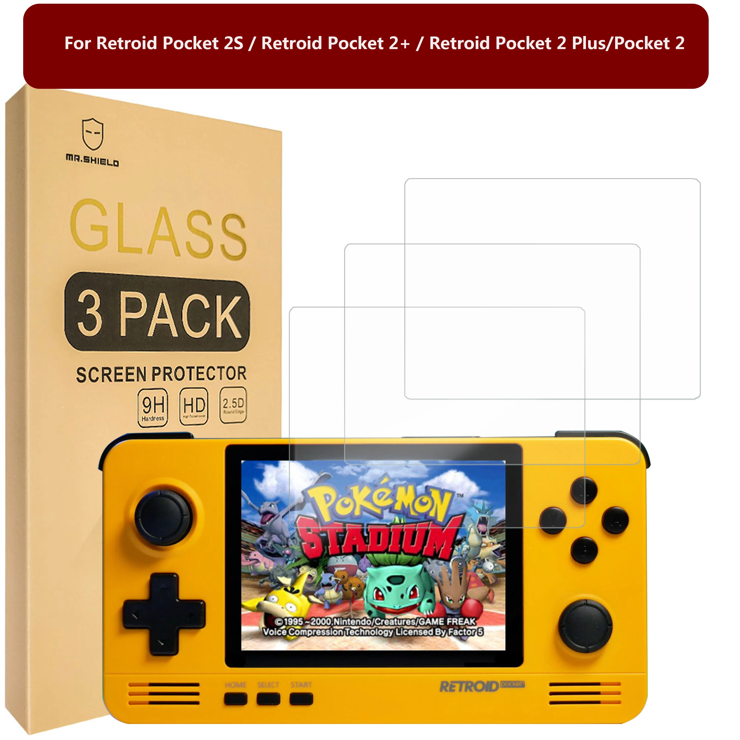 Mr.Shield [Confezione Da 3] Proteggi Schermo Per Retroid Pocket 2S / Retroid Pocket 2+ / Retroid Pocket 2 Plus/Pocket 2 [Vetro Temperato]