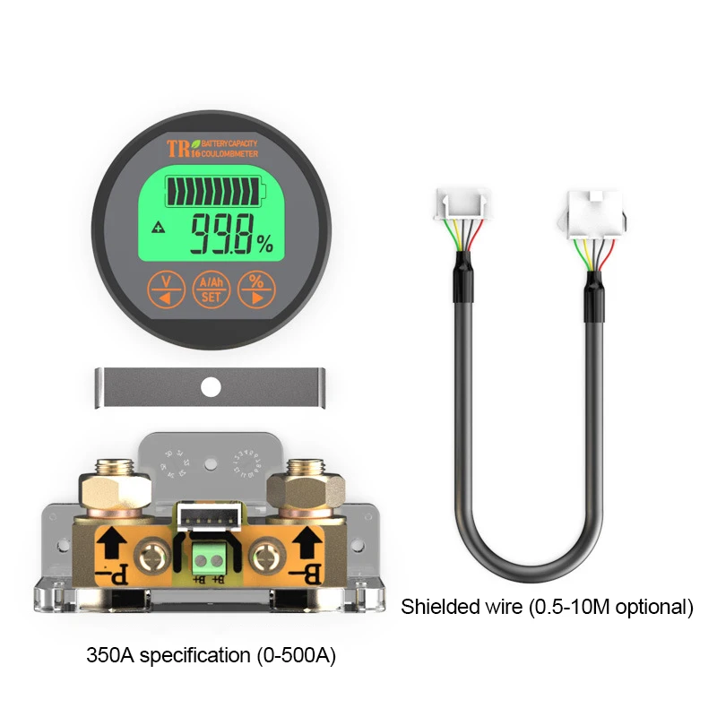 TR16 DC 8-100V Battery Tester 50A 100A 350A Battery Capacity Tester Digital Waterproof Ammeter Voltmeter with Memory Function 4