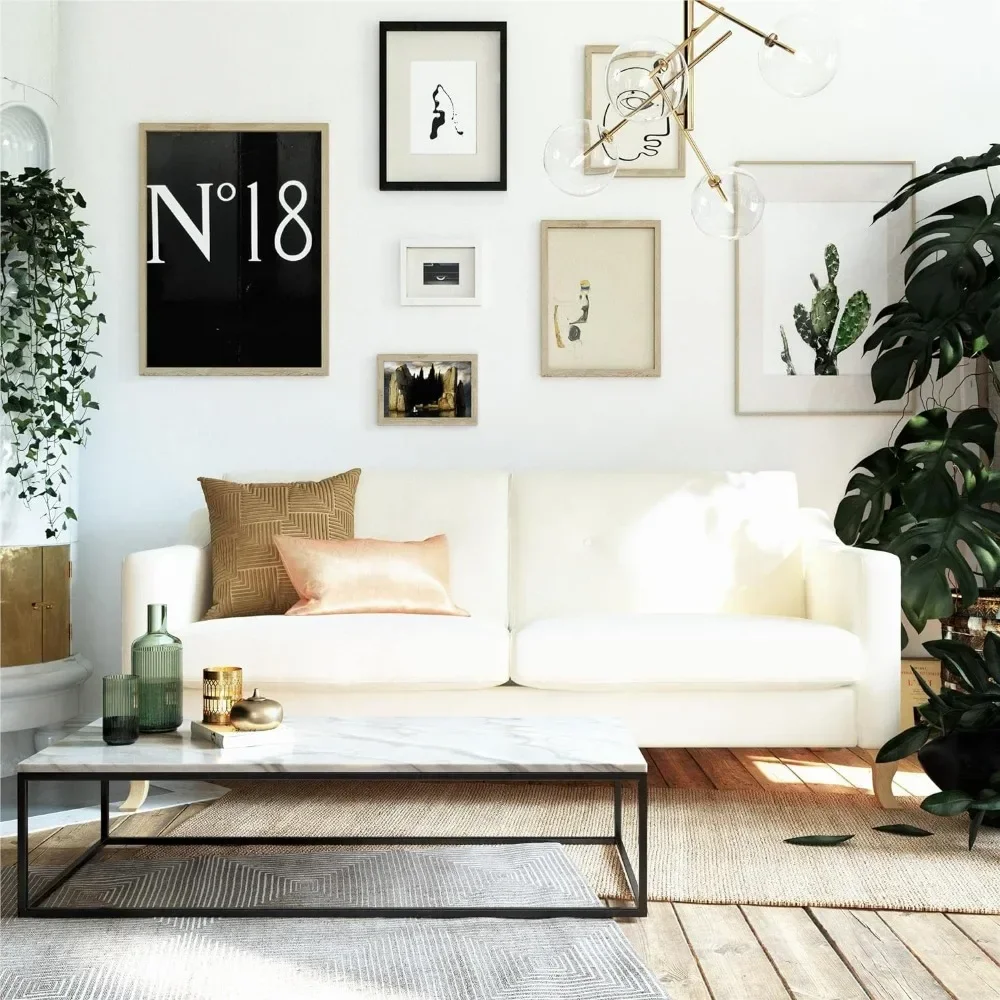 

Tess Sofa with Soft Pocket Coil Cushions, Small Space Living Room Furniture, White Linen