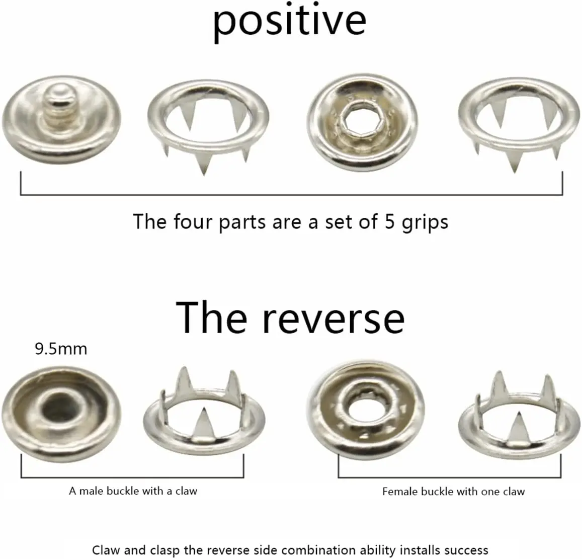 Five Claw Buckle Clamp Set, Baby's Clothes and Shoes Invisible Color Metal Buckle, Shoe Bag Belt Hole Snap Button Plier Tool 4