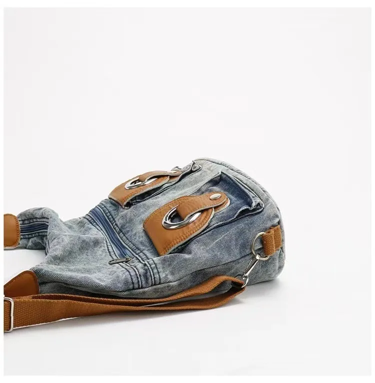 Denim Hobo Bag Women's Retro Shoulder Bag Student Leisure Style_voghion.com