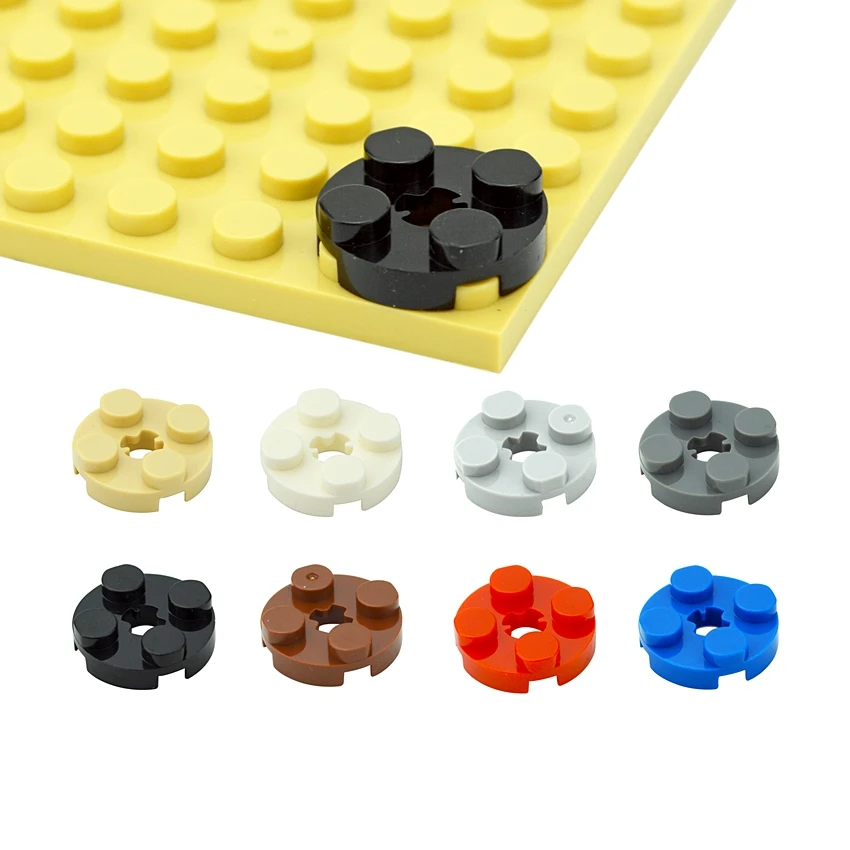 빌딩 블록 MOC 부품 DIY 2x2 라운드 플레이트, 크로스 샤프트 구멍 교육용 기술 벽돌 Leduo 100 장난감, 4032 개