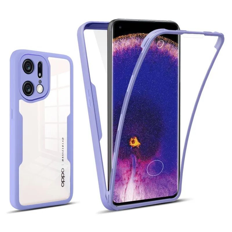 Kétoldalas átlátszó teljes védőtok OPPO Find X5 Pro Reno 5 Lite A94 A72 A74 A54 A53 A16 A36 A76 ütésálló burkolathoz_voghion.com