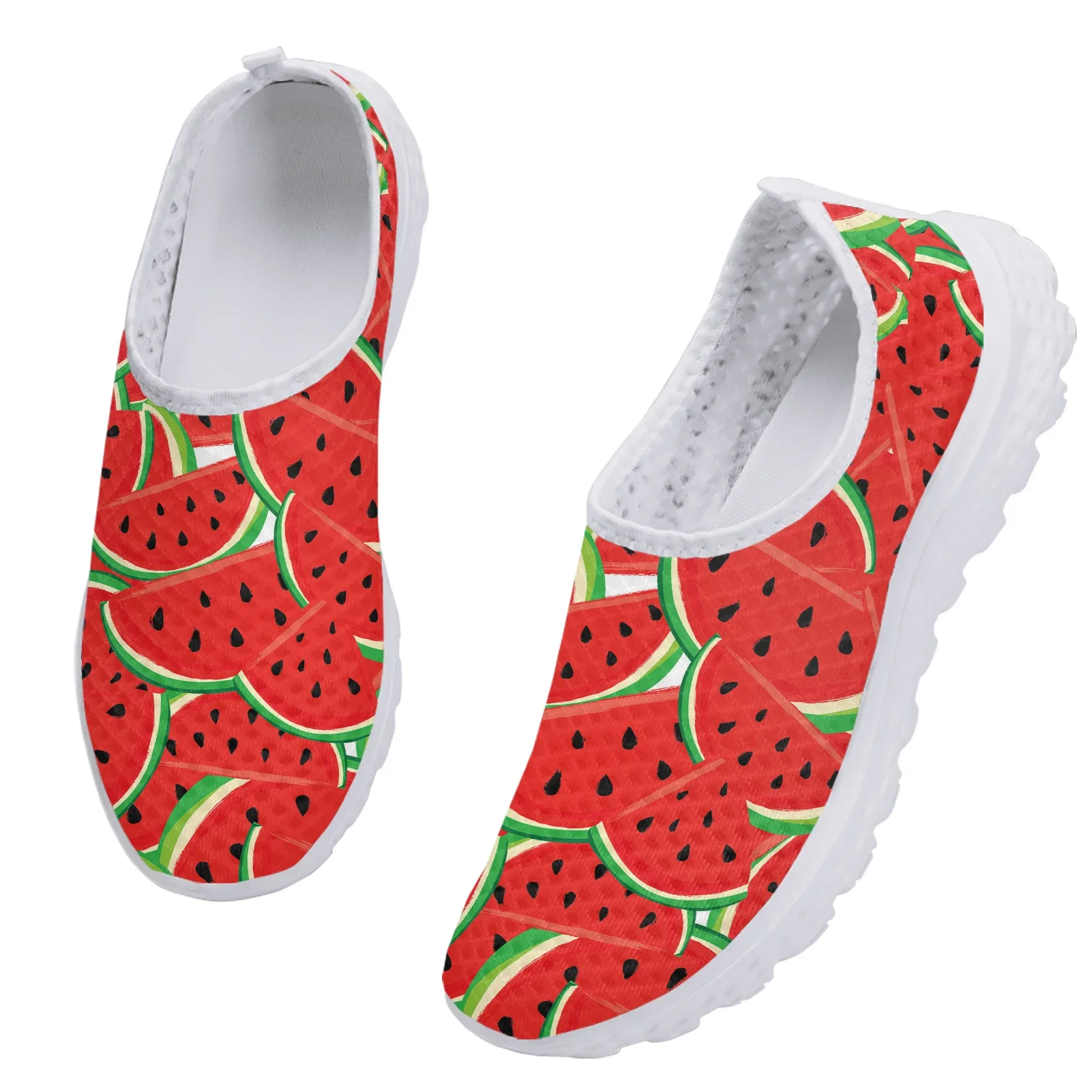 New Watermelon Pattern Comfortable Mesh Shoes Fruit Print Loafers Summer Outdoor Breathable Sneakers Casual Shoes