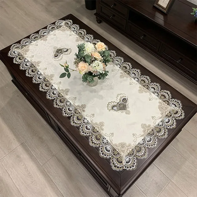 Rectangle Tablecloth European Embroidered Coffee Tea Table Cloth Hollow Carved Home Textile Decoration Accessories 50*100cm 4