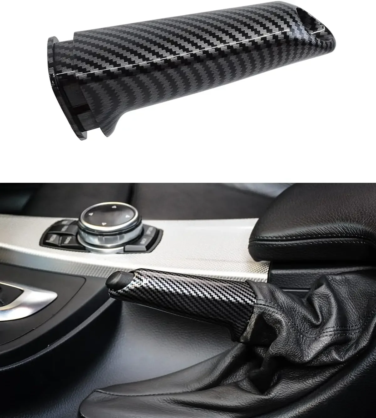 Brake handle is suitable for BMW E90 E60 E46 E92 F30 F32 F20 and adjustable carbon fiber (ABS material) of BMW 1 3 5 series.