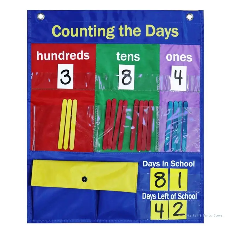 M17F Home Learning Set Math Counting Pocket Chart Math Posters Set Classroom Learning Supplies 200pcs Sticks Ages 3+