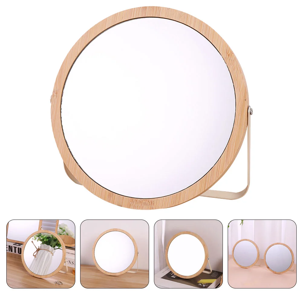 

Foldable Home Desktop Mirror Folding Wooden Tabletop Makeup Mirror