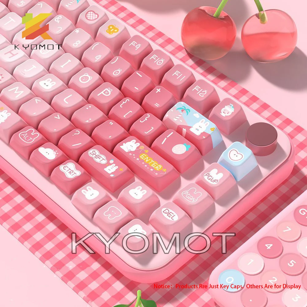 Ktomot-teclas do Tema Summer Bunny Teclado Mecânico Perfil Mda Layout Iso Sub Dye Pbt para Interruptor mx Faça Você Mesmo 158 Teclas