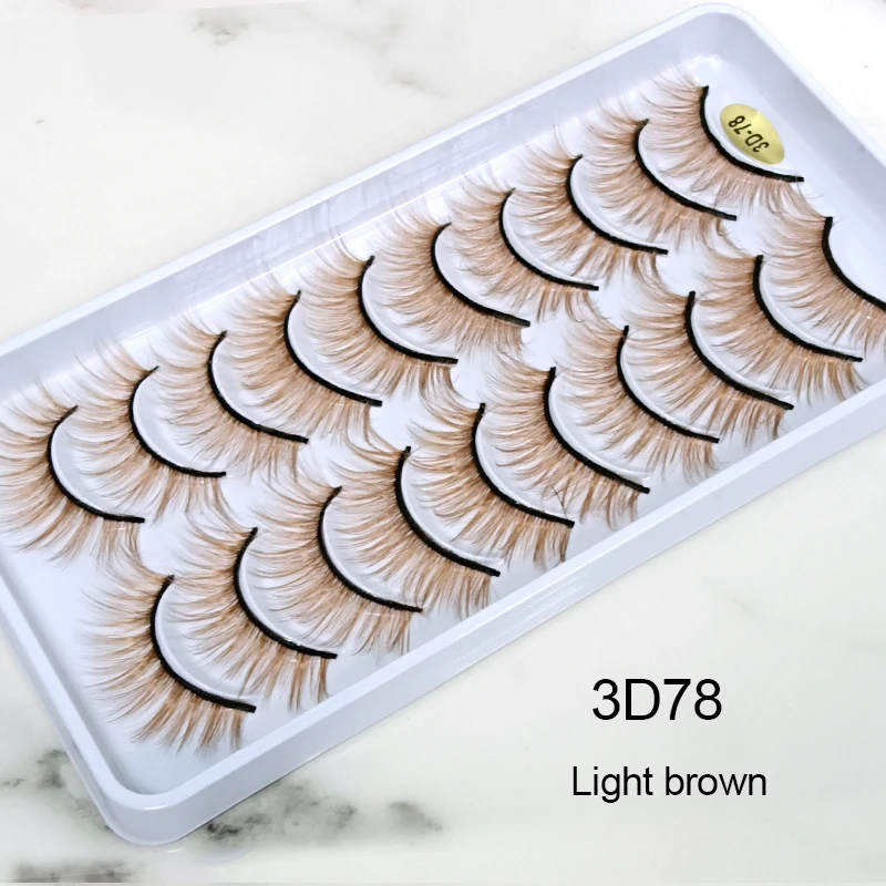 Description Picture 6 of itemOKAYLASH Blond False Eyelashes 10 Pairs/Case Light Dark Brown Fake Colored Eye Lashes 3D Fluffy Cils