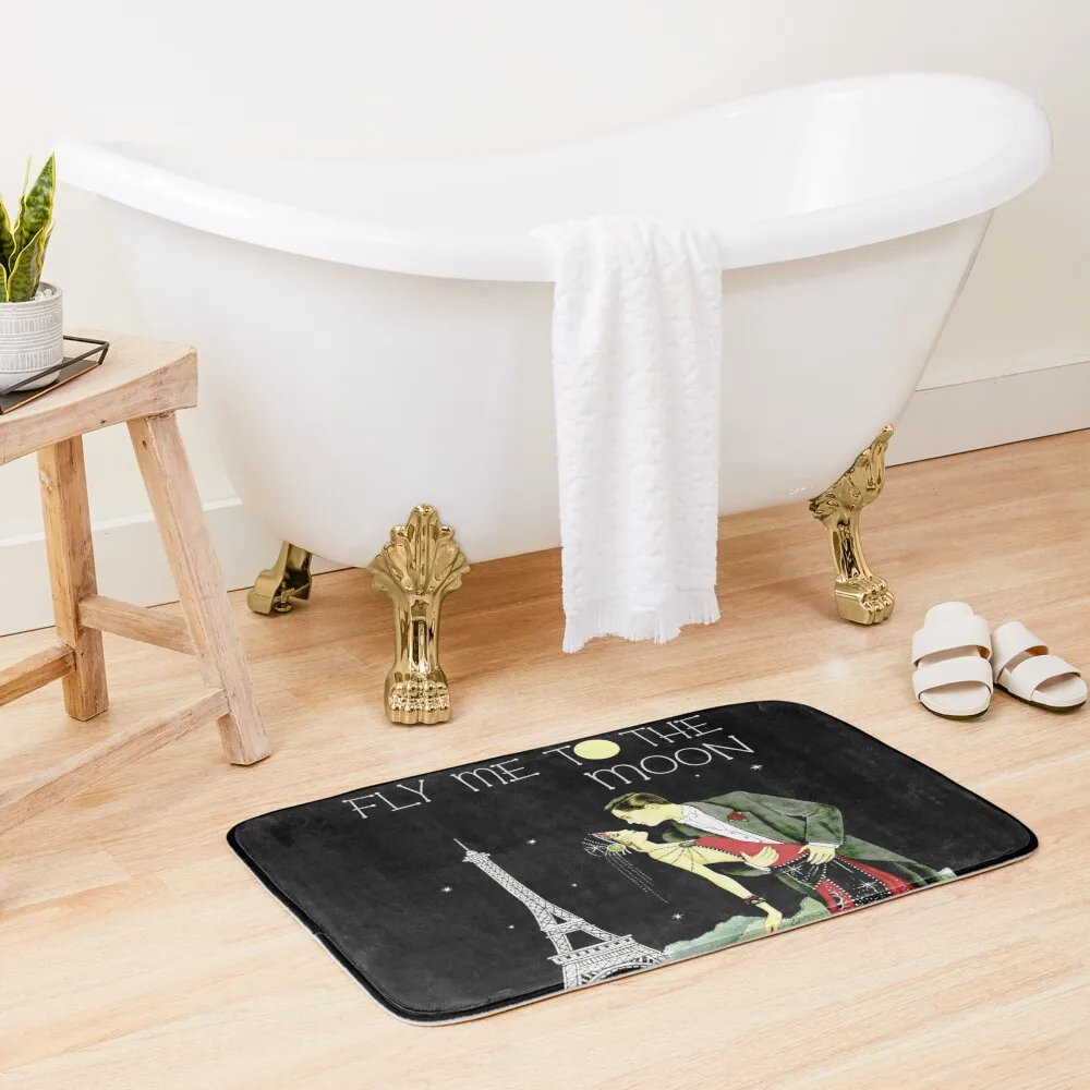 

FLY ME TO THE MOON; Vintage Dance Print Bath Mat Washable Non-Slip Kitchen Rug Non Slip Carpet Room Carpet Bathroom Rug Mat
