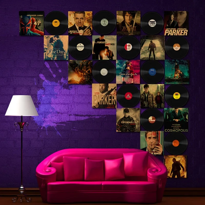 Black vinyl record poster wall decoration loft industrial style store bar coffee shop personalized background wall decoration