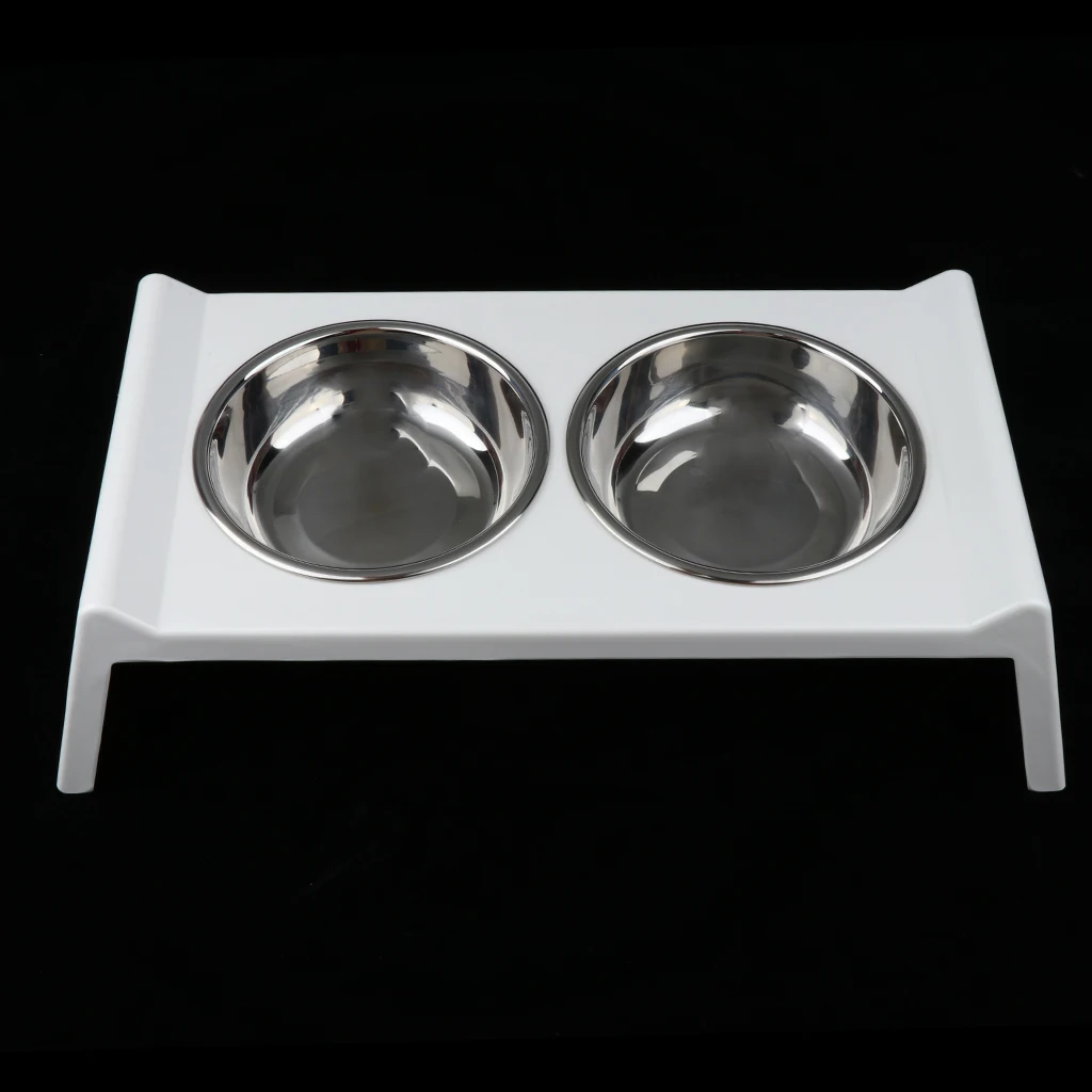 Stainless Steel 2 Dog Cat Pet Feeder with Acrylic Stand Food Water Bowls Dish