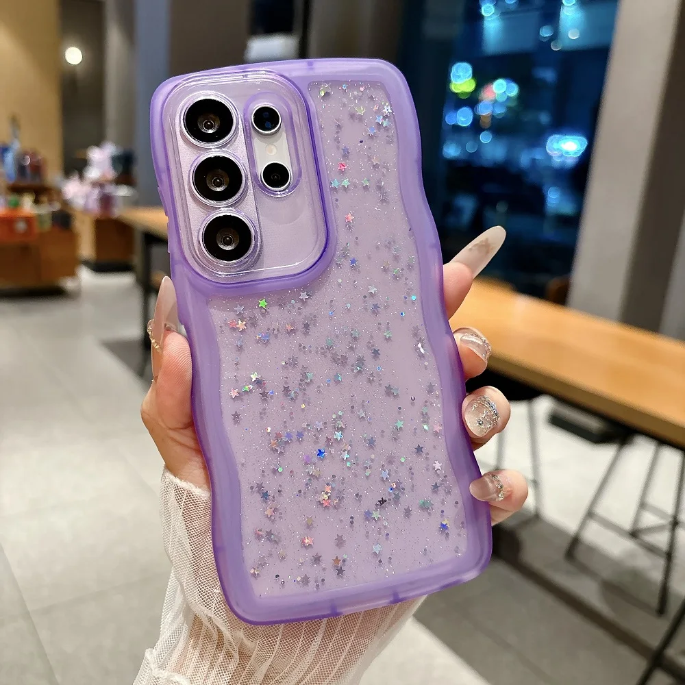 Wave Transparent Glitter Epoxy Protective Phone Case Shell